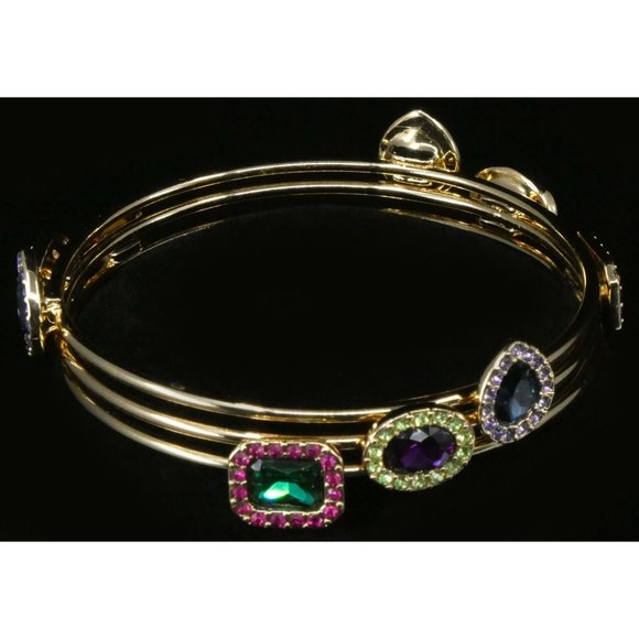 INC Gold-Tone 3-Piece Multi-Stone Bangle Bracelets: Stylish Elegance - Picture 3 of 3